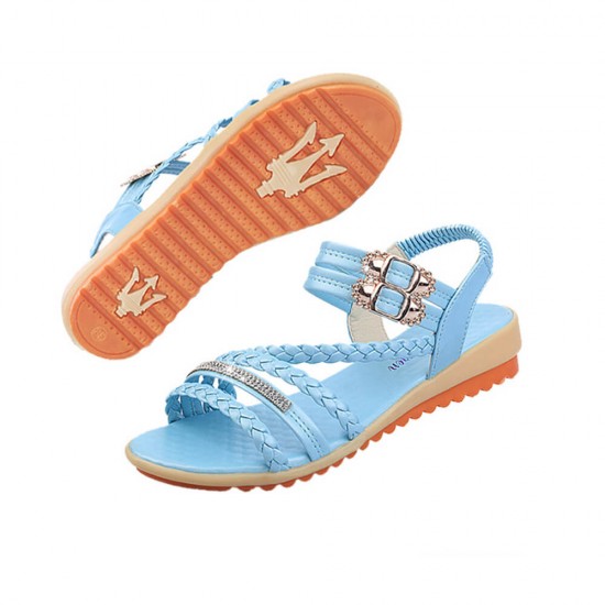 Fairy style Fish Mouth Thick- Bottomed Flat Sandal - Blue Fairy Style Fish Mouth Thick Bottomed Flat Sandals - Blue |image