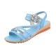 Fairy Style Fish Mouth Thick Bottomed Flat Sandals - Blue |image