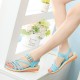 Fairy Style Fish Mouth Thick Bottomed Flat Sandals - Blue |image
