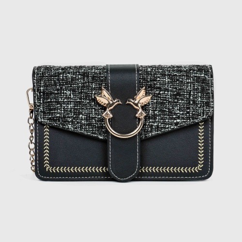 Mini love Magnetic Closure Chain Strap Messenger Bag - Black |image
