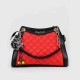 Contrast Furry ball Hanging Chain Strap Shoulder Bag - Red |image