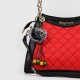 Contrast Furry ball Hanging Chain Strap Shoulder Bag - Red |image