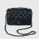 Rhombic Diagonal Twist buckle Chain Strap Messenger Bag - Black |image