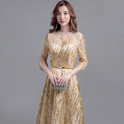 Trending Banquet Sequined Evening Party Dress - Cream |image
