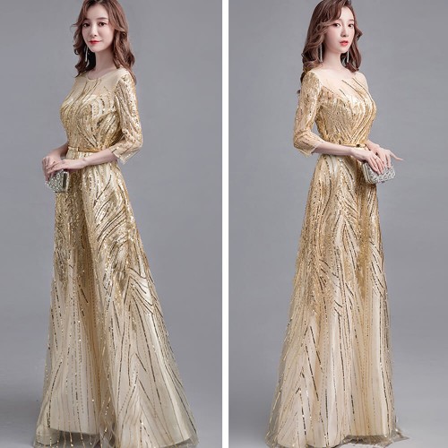 Trending Banquet Sequined Evening Party Dress - Cream |image