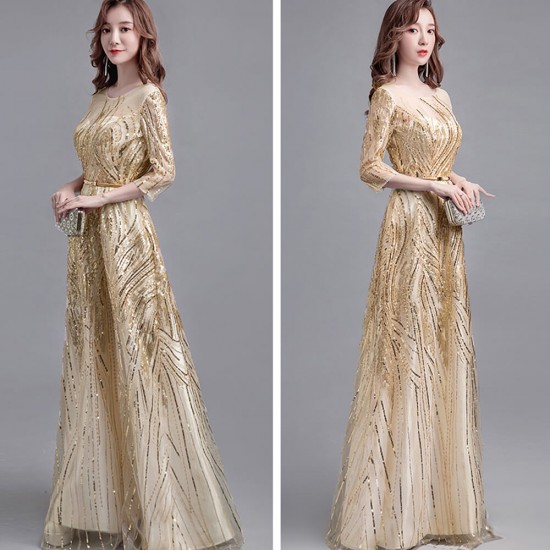 Trending Banquet Sequined Evening Party Dress - Cream |image