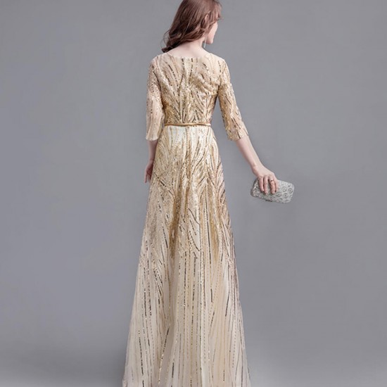 Trending Banquet Sequined Evening Party Dress - Cream |image