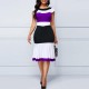 Casual Contrast sleeveless High Waisted Ruffle Midi Dress - Purple |image
