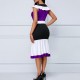 Casual Contrast sleeveless High Waisted Ruffle Midi Dress - Purple |image