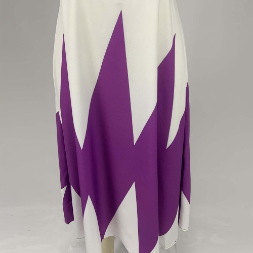 Geometric Pattern Square Neck A Line Maxi Dress - Purple |image