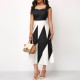 Geometric Pattern Square Neck A Line Maxi Dress - Black 