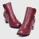Designer Style High Heel Pointed Leather Ankle Boots - Red |image