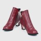 Designer Style High Heel Pointed Leather Ankle Boots - Red |image