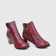 Designer Style High Heel Pointed Leather Ankle Boots - Red |image
