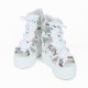 Floral Hollow Strapped Wedge High Heel Sandal - White |image