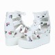 Floral Hollow Strapped Wedge High Heel Sandal - White |image