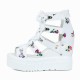 Floral Hollow Strapped Wedge High Heel Sandal - White |image