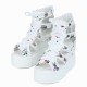 Floral Hollow Strapped Wedge High Heel Sandal - White |image