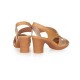 Women Cross Straps Fish Mouth Thick Heeled Sandals - Beige |image