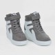 Thick Sole Platform Velcro Leather Contrast Sneakers - Grey |image