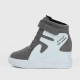 Thick Sole Platform Velcro Leather Contrast Sneakers - Grey |image