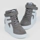Thick Sole Platform Velcro Leather Contrast Sneakers - Grey |image