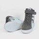 Thick Sole Platform Velcro Leather Contrast Sneakers - Grey |image