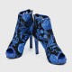 Floral Mesh Embroidered Stiletto High Heel Shoes - Blue |image