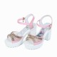 Elegant Rhinestone Decorated Thick high Heeled Sandals - Pink |image
