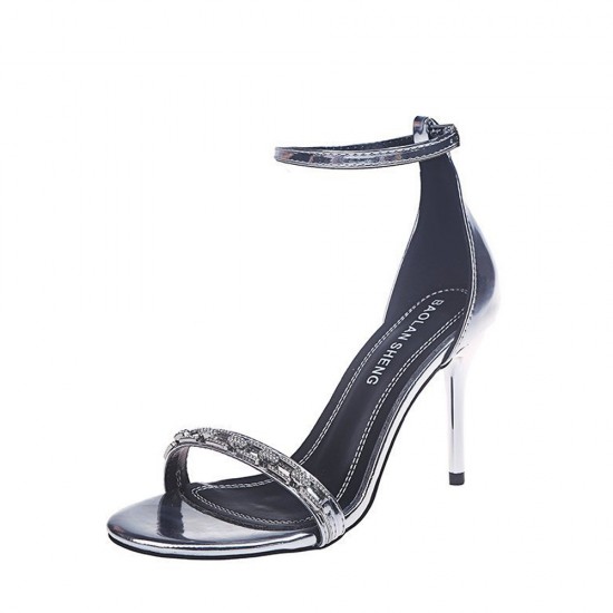 Showing image for Ankle Straps Rhinestone High Stilettos Heels - Silver Ankle Straps Rhinestone High Stilettos Heels - Silver |image