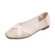 Breathable Mesh Shallow Mouth Flat Shoes - Beige |image