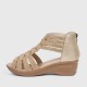 Roman Style Mid Heel Strapped Hollow Sandals - Beige |image