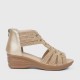Roman Style Mid Heel Strapped Hollow Sandals - Beige |image