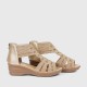 Roman Style Mid Heel Strapped Hollow Sandals - Beige |image