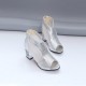 Shinny Rhinestone Decorated Mesh High Heels - Silver |image