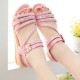 Fairy Style Fish Mouth Thick Bottomed Flat Sandals - Pink 