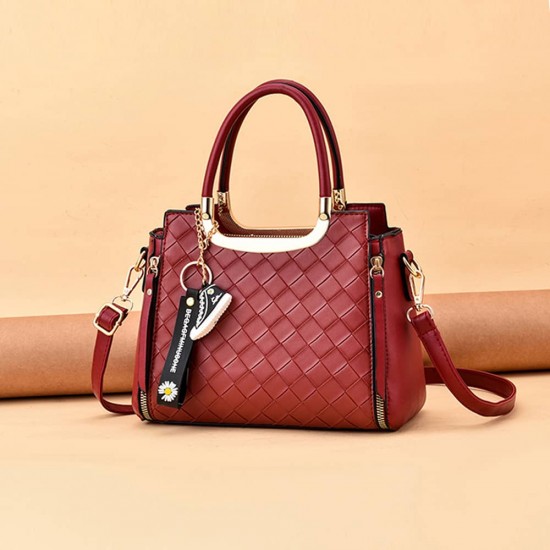Premium 3d Diagonal Texture Hanging Shoes Shoulder Bag - Red |image
