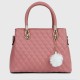 Rhombus Pattern Furry Ball Hanging Shoulder Bag - Pink |image