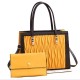 Luxury Diamond Texture Lattice Two Piece Hand Bag Set- Yellow 