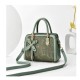 Women's Flower Texture Zipper Closure shoulder Bag -Green 