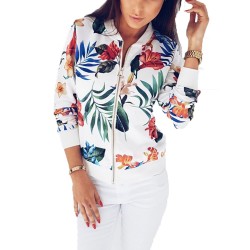 Floral Printed Lightweight Women Jacket - White