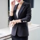 Formal Style V Neck Solid Color Slim Coat - Black |image