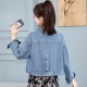 Button Down Long Sleeved Denim Winter Jacket- Light Blue |image