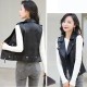 Slim Fit Front Zip Sleeveless Leather Jacket - Black |image