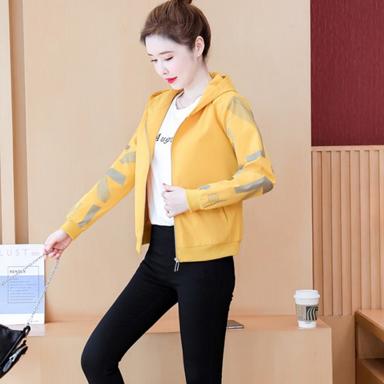 Front Zipper Full Sleeved Cardigan Winter Jacket - Yellow |image