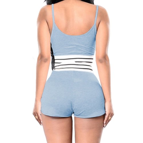 European Style Sleeveless Women's Two Piece Set - Blue |image