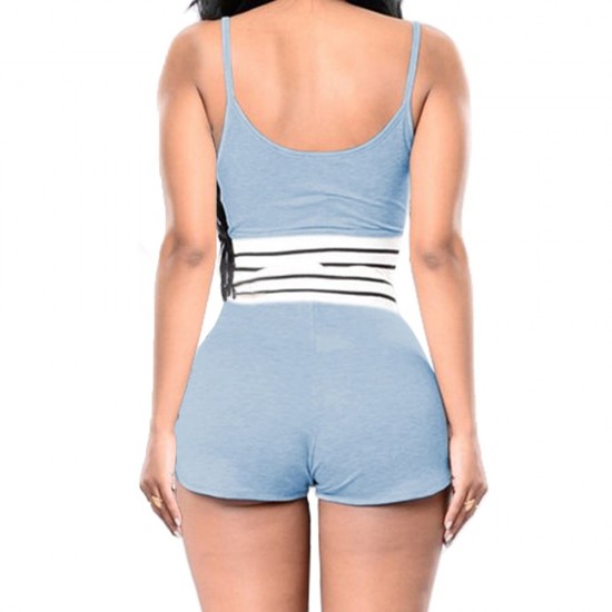 European Style Sleeveless Women's Two Piece Set - Blue |image