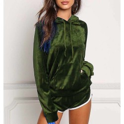 Hooded Full Sleeved Two Piece Winter Shorts Set - Green