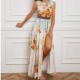 Elegant High Flair Sleeveless Floral Printed Maxi Dress |image