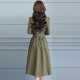 Long Sleeve Lapel Waist Belted Elegant Midi Dress - Green |image